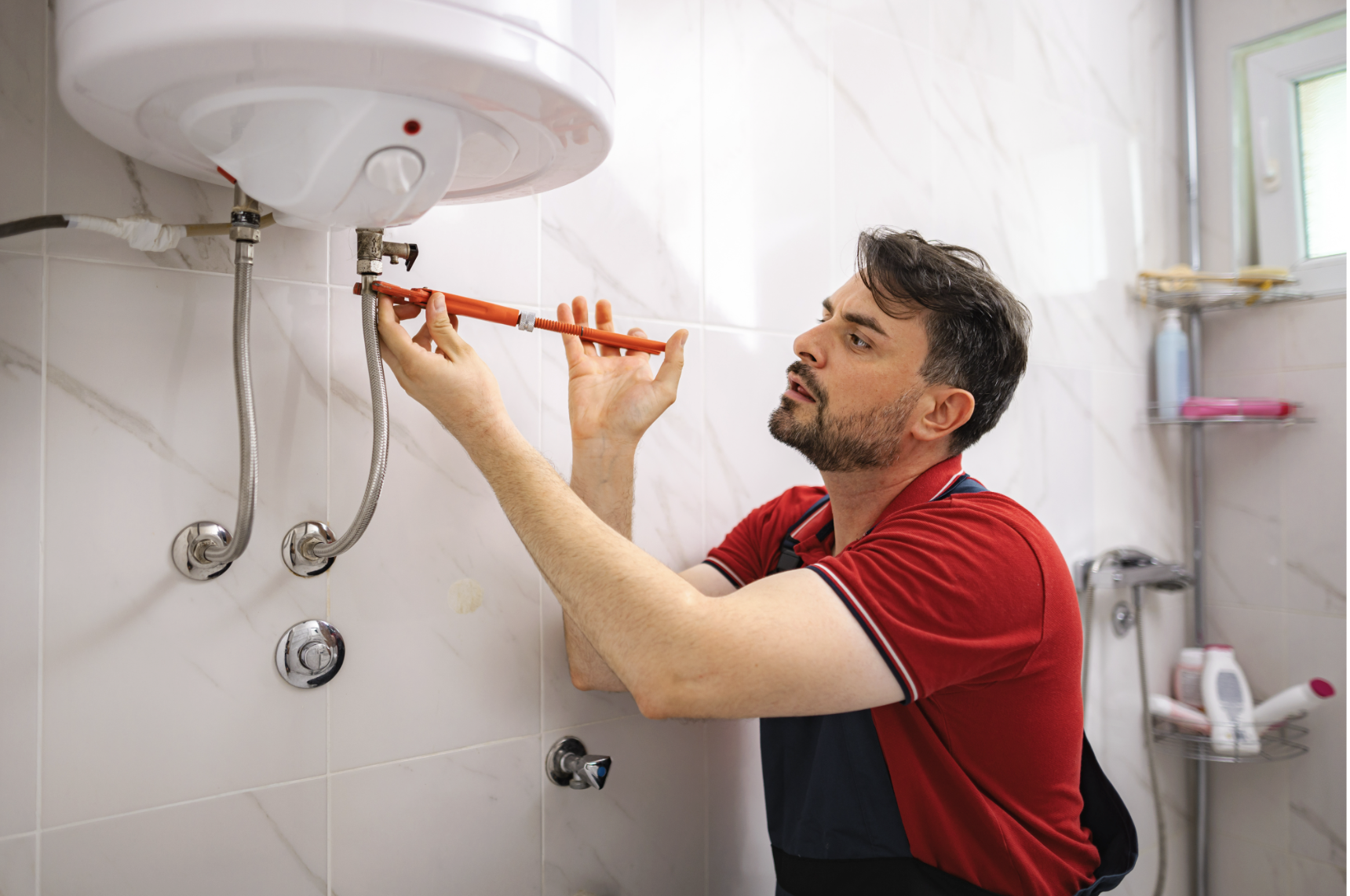 Professional plumber at work